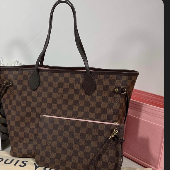 Pristine condition microchipped Louis Vuitton Neverfull MM Damier Ebene Rose - Picture 14 of 14